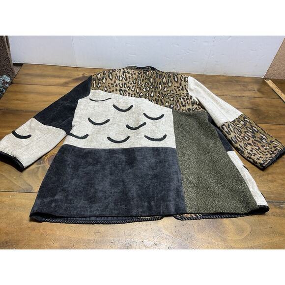 VINTAGE Ali Miles Tapestry Patchwork Jacket Animal Print 3/4 Sleeve Size Small - Picture 11 of 15